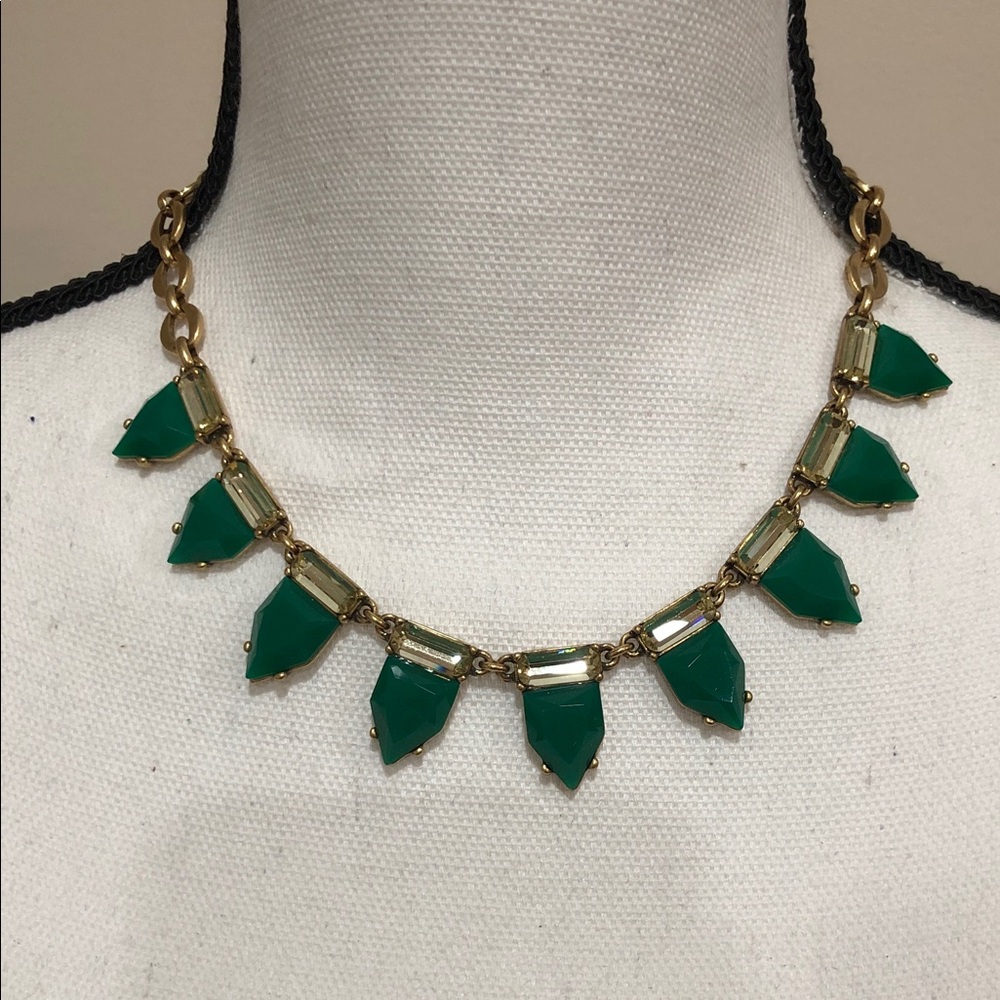 Stella & Dot Green and Gold Statement Necklace